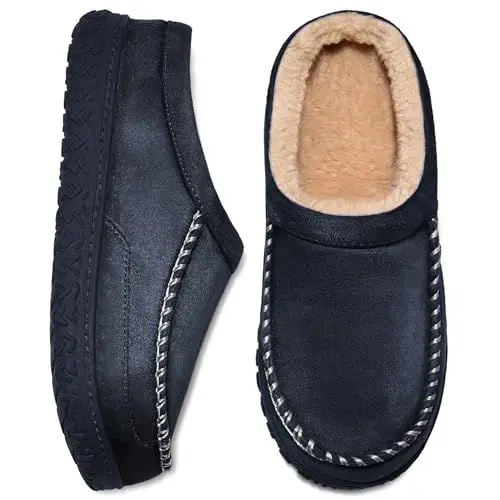 Produktbild: Hausschuhe Herren Memory Foam Pantoffeln Winter Mokassins Warme Slippers Blau,46/47 EU