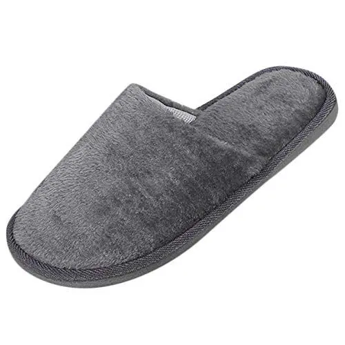 Produktbild: Hausschuhe Herren Warm Lammfell Schuhe Hausschuhe Boden Hause Männer weich Winter warmes Schlafzimmer innen rutschfest Herren Schuhe Wasserdicht Gefüttert (Grey, 44-45)