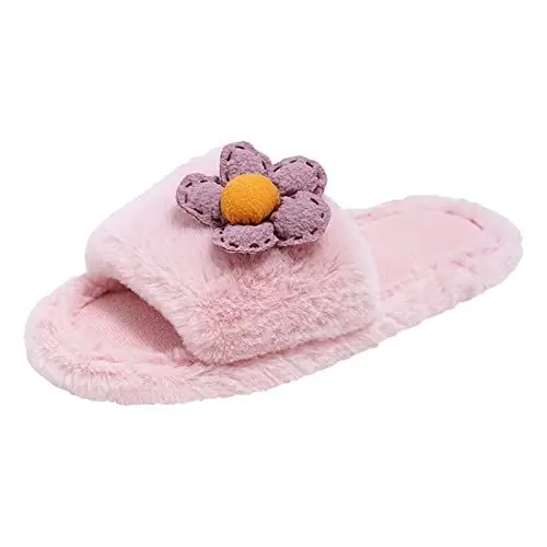 Produktbild: Hausschuhe Plüsch Herren Plüsch Hausschuhe Männer Damen-Winterhausschuhe für den Innenbereich, niedliches Blumentier, leichte, warme Hausschuhe Plüsch Herren Plüsch Hausschuhe Männer (Pink, 39)