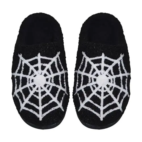 Produktbild: Women'S Slippers Memory Foam Haus Schuhe Halloween-Hausschuhe für Damen und Herren, warme Plüsch-Hausschuhe, Hausschuhe für drinnen und draußen, flauschige Hausschuhe Filzsohle Damen (Black, 40-41)