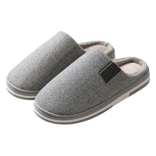 Produktbild: Generisch Paar Freizeit Stoff Warm Flache Unterseite Herren Hausschuhe Samt Hausschuhe Warme Hausschuhe Weihnachts Hausschuhe Schuhe Damen Mokassin Schwarz (Grey, 40)