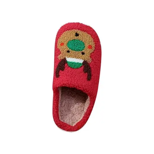 Produktbild: Hausschuhe Weihnachten Damen Slides Plüsch Flauschige Pantoffeln Mit Memory Foam, Frottee Pantoffeln Mit Rutschfester Gummisohle