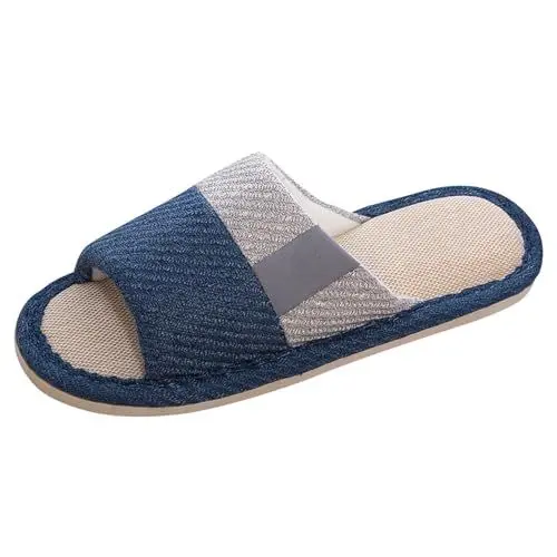 Produktbild: Hausschuhe für Herren Memory Foam Indoor Schuhe Herren Flip Flops Atmungsaktive Open Toe Sandalen Comfort House Slippers Geschlossene Herren Hausschuhe (Navy, 44)
