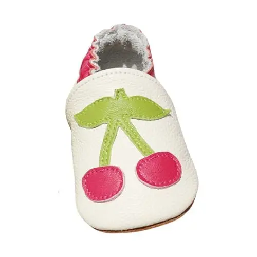 Produktbild: Hausschuhsocken Soft Leather Baby Slippers Non Slip Girls Slippers Leather Baby Slippers Boys 0 To 24 Months Baby Shoes Not Soft Baby Girls Shoes Suede Leather Lauflernschuhe (White, 19 Infant)