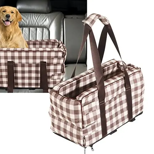 Produktbild: Haustier-Autositz, stabil, weich, abnehmbar, waschbar, Mittelkonsolen-Armlehne, Haustier-Sicherheitssitz für kleine Hunde und Katzen