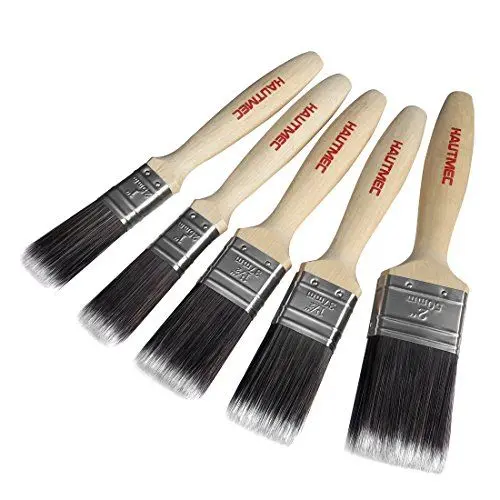 Produktbild: HAUTMEC Flachpinsel 5er Pack – Professionelle weiche Malerpinsel mit Holzgriff, ideal für Möbel, Wände, Türen und Innen- sowie Außendekoration