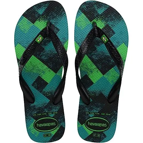 Produktbild: Havaianas Unisex Brasil Fresh Blackblackleaf Green Flip-Flop, Schwarz, Schwarz, Blattgrün, 43/44 EU