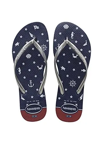 Produktbild: Havaianas Damen Slim Nautical Flip flops, Navy / Silber 33/34 EU