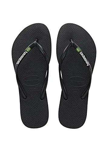 Produktbild: Havaianas - Slim Brasil Logo, Bequeme, Robuste und Leichte Badelatschen für Frauen, Hommage an Brasilien, Flagge auf Riemen und Sohlen