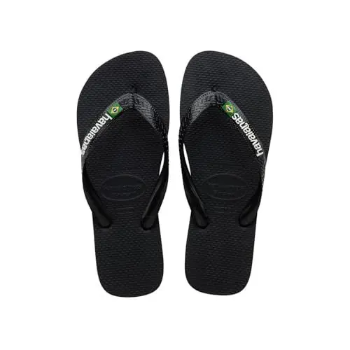 Produktbild: Havaianas - Brasil Logo, ikonische, bequeme und langlebige Badelatschen mit Brasilien- Flagge und rutschfester Sohle mit farbigen Streifen, Unisex-Erwachsene