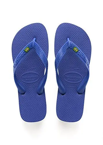 Produktbild: Havaianas - Brasil, Bequem und langlebig Badelatschen, Hommage an die Fußballweltmeisterschaft 1998, Riemen mit Brasilien-Flagge, rutschfeste Sohle mit Brasilien-Streifen, Unisex-Erwachsene