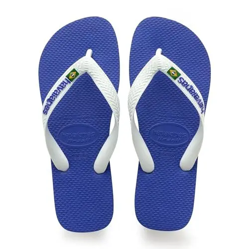 Produktbild: Havaianas - Brasil Logo, ikonische, bequeme und langlebige Badelatschen mit Brasilien- Flagge und rutschfester Sohle mit farbigen Streifen, Unisex-Erwachsene