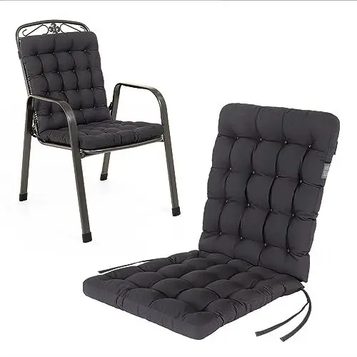 Produktbild: HAVE A SEAT Living - Auflage Gartenstuhl Niedriglehner (1 St.) - Bequeme Gartenstuhlauflagen - Wetterfest, Waschbar bis 95°C, Made in Germany (1 Stück - 100x48 cm, Grau/Anthrazit)