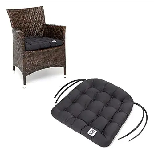 Produktbild: HAVE A SEAT Luxury | Sitzkissen 48 x 46 cm (2 St.) - bequemes Stuhlkissen - orthopädisch, wetterfest, waschbar bis 95° C, Trockner geeignet - Made in Germany (48x46 cm - 2er Set, Grau-Anthrazit)