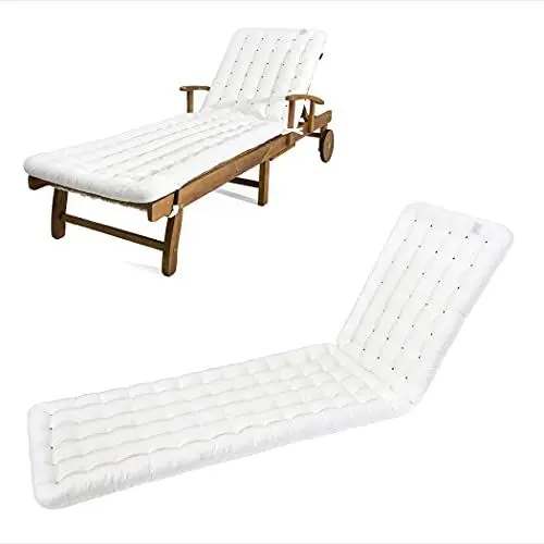 Produktbild: HAVE A SEAT Luxury - Liegenauflage, Auflage Gartenliege (Weiß) 200 x 60 cm, 8 cm dick, Waschbar bei 95°C, Orthopädisch, Bequeme Polsterauflage für Sonnenliege, Liegestuhl, Relaxliege