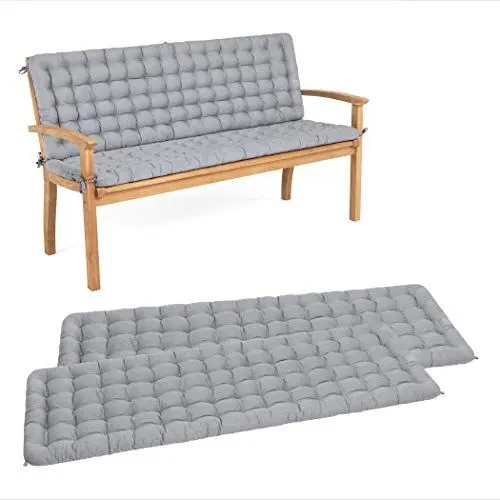 Produktbild: HAVE A SEAT Luxury - Gartenbank Auflage mit Rückenteil 2-TLG. Set, bequem, orthopädisch, wetterfest, waschbar bis 95° C - Made in Germany (2-TLG. Set, 110x48 cm, Hellgrau)