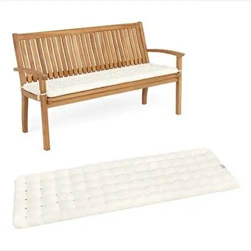Produktbild: HAVE A SEAT Luxury - Sitzpolster für Gartenbank, Bequeme Gartenbankauflage - orthopädisch, wetterfest, waschbar bis 95° C - Made in Germany (180x48 cm, Weiß)