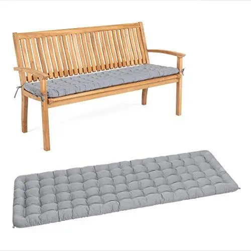 Produktbild: HAVE A SEAT Luxury - Sitzpolster für Gartenbank, Bequeme Gartenbankauflage - orthopädisch, wetterfest, waschbar bis 95° C - Made in Germany (140x48 cm, Hellgrau)