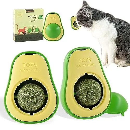 Produktbild: Havenfly 2 Stück Drehbare Katzenminze Ball, Katzenminze Spielzeug Wandroller für Katze, Katzenspielzeug Essbar mit Katzen Minze, Catnip Ball Toy