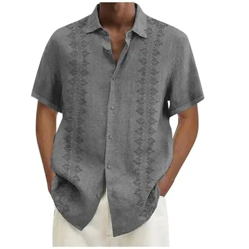Produktbild: Hawaii Hemd Männer 100% Baumwolle Maßgeschneiderte Passform Kurz Herren Blusen Print Moderne Dunkelblau Shirts Hawaii Hemden Herren Overshirt Herren Wolle Hawaii Hemden Bier