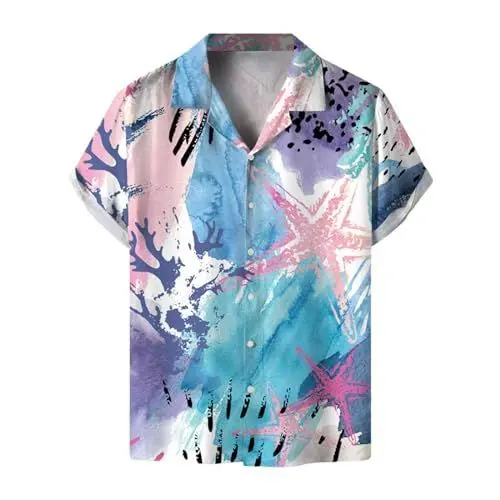 Produktbild: Hawaii Hemd Männer Baumwolle Herren Yuppie-Hemd Herren Glamour Strandhemd Botanical Style Lässiges Bedrucktes Hemd Hawaii Hemden Herren