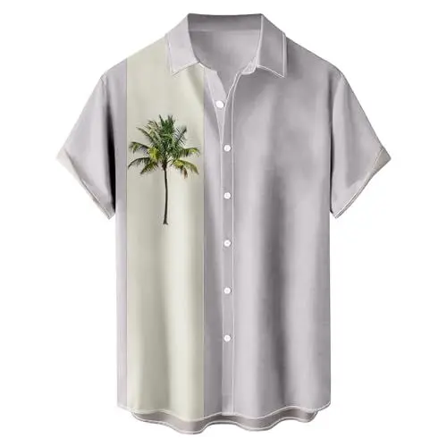 Produktbild: Hawaii Hemden Hemd Herren und modisches Kurzarmhemd für den Strand für Herren Einfarbig Luftig Hawaii Hemd Aperol Männer Sommer Kurzarm Hemd männer Hawaii Shirt Männer