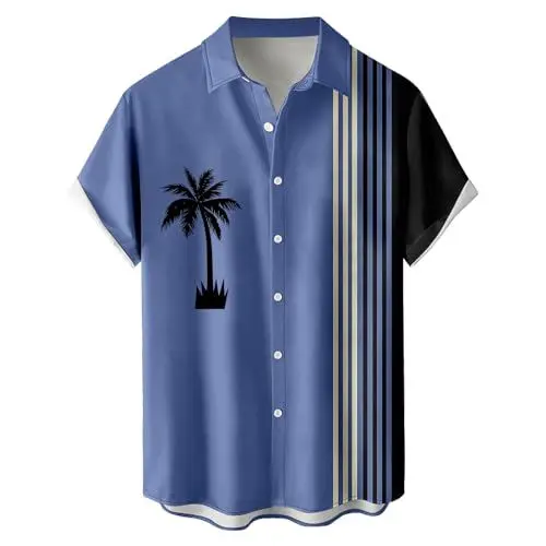 Produktbild: Hawaii Shirt Herren Hemden Kurzarmhemd für den Strand für Herren Einfarbig Luftig Hawaii Hemd Aperol Maßgeschneiderte Passform Hemd Hawaii Shirt Männer