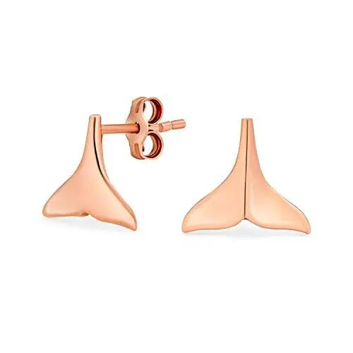 Produktbild: Hawaiianische Nautische Meerliebhaber Urlaub Hochzeitsreise Ozean Meeresleben Walflossen Ohrstecker Für Frauen Teenager .925 Sterlingsilber Roségold 2,5 Mikron Vergoldung
