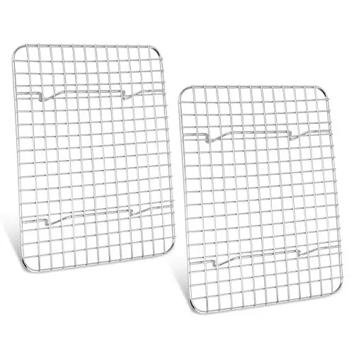 Produktbild: HaWare Abkühlgitter 2er Set, Kleine Edelstahl Kuchengitter Auskühlgitter, Rechteckig Backgitter für Backen/Kühlen/Braten/Grillen, 24,8x19x2cm, Spülmaschinenfest