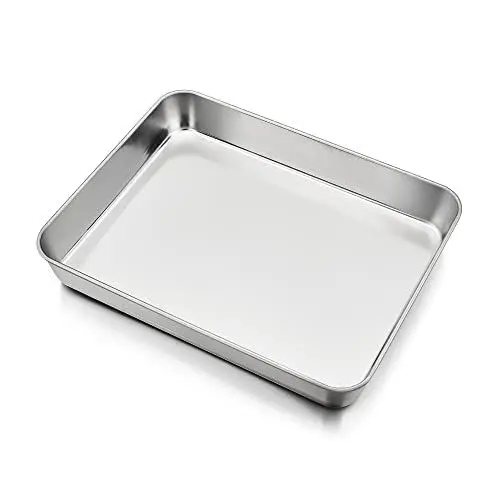 Produktbild: HaWare Backblech, Edelstahl Kleine Auflaufform Fettpfanne Ofenform Backofen, Rechteckige Tiefes Ofenblech Kuchenblech zum Backen/Braten/Servieren, Ungiftig & Gesund, Spülmaschinenfest