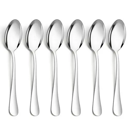 Produktbild: HaWare Esslöffel, Edelstahl Löffel 6er Set, 20,5cm Suppenlöffel Tafellöffel, Elegantes & Modernes Menülöffel Besteck Set für Zuhause/Restaurant/Party, Hochglanzpoliert & Spülmaschinenfest