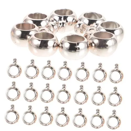 Produktbild: HAWILLOSCH 100St Halskette Schmuck Anhänger Bügelperlenverbinder Rondelle Abstandsperlen anhänger gold Goldanhänger Halskettenanhänger selber machen Zubehör für Schmuckanhänger Golden