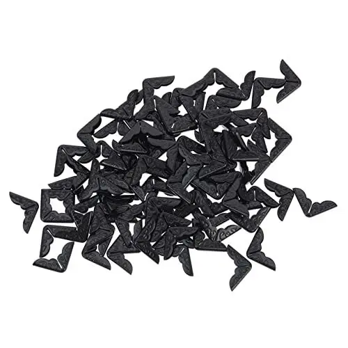 Produktbild: HAWILLOSCH 100st Bucheckenschutz Dekor Geldbörseneckenschutz Beschützer Bausatz Eckenschutz Für Möbel Sammelalbum Groß Gelbes Zubehör Scrapbooking Notebook-eckenschutz Bewachen Eisen Black