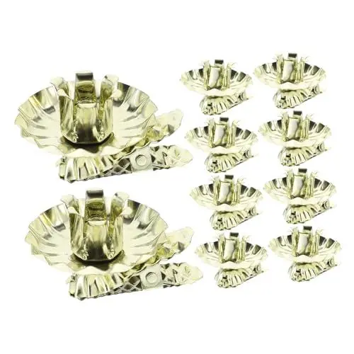 Produktbild: HAWILLOSCH 10St Weihnachtskerzenhalter Weihnachtsbaum-Kerzenclip-Dekore christbaumkerzenhalter Christbaum kerzenhalter Weihnachtsbaum-Kerzenklammern aus Metall Kerzenständer-Clip Eisen Golden