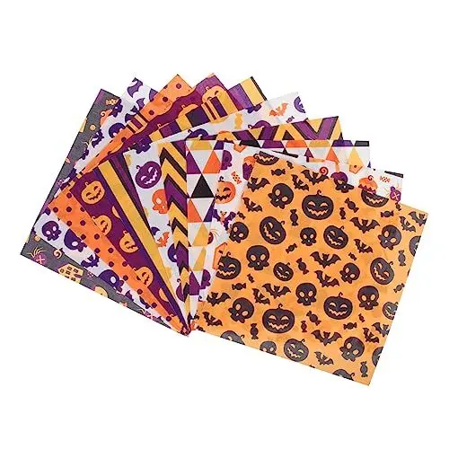 Produktbild: HAWILLOSCH 10 Blätter Halloween-Tuch-Set Skelett Bedruckter Stoff Halloween-baumwollmaterial Halloween-Tuch Selber Nähen Halloween-nähtuch Halloween-nähstoff DIY Tuch Polyester Baumwolle