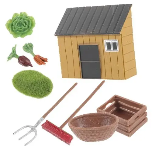 Produktbild: HAWILLOSCH Miniatur-bauernhofmodell Mit Werkzeugen Mini-gartengeräte Tiny House Desktop- Simulationsbauernhof-zubehör Langlebiges Material Für Heim Und Büroeinrichtung