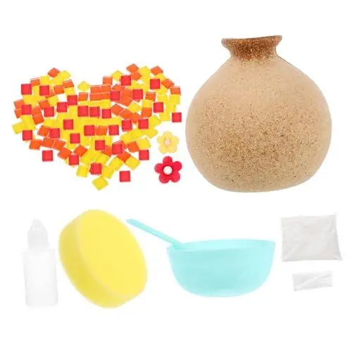 Produktbild: HAWILLOSCH 1 Satz Mosaikvase Vase für den Schreibtisch Dekovase selber Machen Mosaik-Blumenvase büro Dekoration Office Decoration einfache DIY-Vase Knospenblumenvase selber Machen hölzern