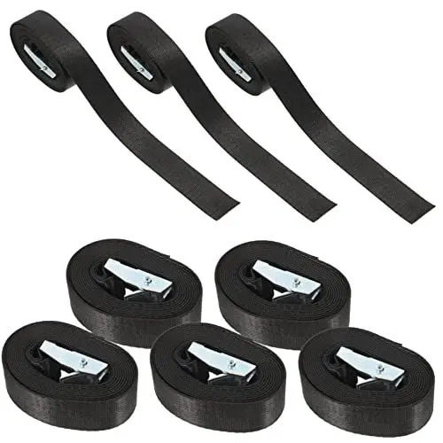 Produktbild: HAWILLOSCH 8st Kajakschnalle Schnallenriemen Verstellbar Nockenschnallenriemen Bungee Seil Schwarze Bungee-seile Spanngurte Für Schwere Beanspruchung Gepäckgurte Kabelhaken Zinklegierung
