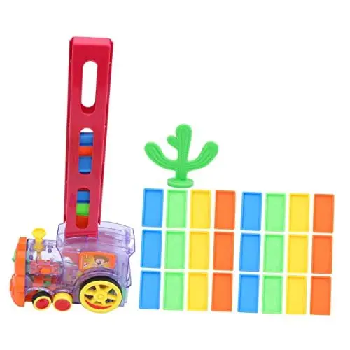 Produktbild: HAWILLOSCH Lernspielzeug pädagogisches Spielspielzeug Domino Stapelzug LKW-Spielzeug für Kinder automatisches Spielzeug zum Legen von Blöcken Domino-Spiel Holzbausteine Domino-Bausteine