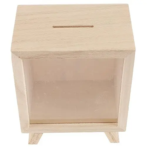 Produktbild: HAWILLOSCH Sparschwein spardose aufbewahrungsdose aubewahrbox Wallet Küche Geld Trinkgeld Glas reinigungstabletten kaffeevollautomaten Spielzeug Sparbüchse für Mädchen Auto Münzbehälter Holz