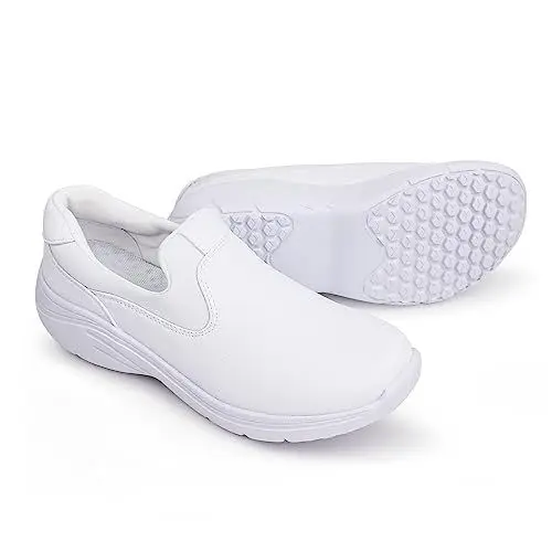 Produktbild: Hawkwell Damen-Schlupfschuhe, leichte Pflegeschuhe, Bequeme, rutschfeste Arbeitsschuhe, Weiß EU 39