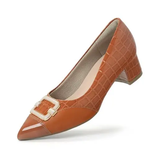 Produktbild: Hawkwell Orthopädische Halbschuhe für Damen mit niedrigem Absatz und Ballenzehen, Braun Synthetik EU 42
