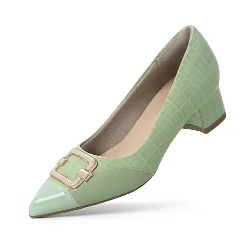 Produktbild: Hawkwell Orthopädische Halbschuhe für Damen mit niedrigem Absatz und Ballenzehen, Grün Synthetik EU 41