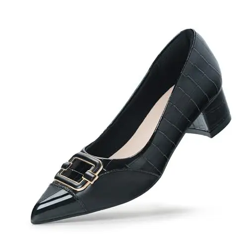 Produktbild: Hawkwell Orthopädische Halbschuhe für Damen mit niedrigem Absatz und Ballenzehen, Schwarz Synthetik EU 41