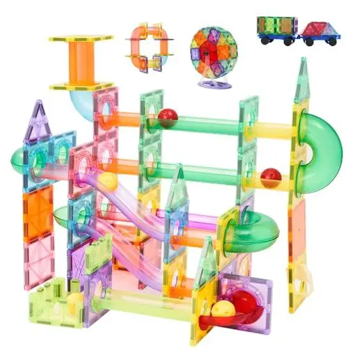 Produktbild: Hawthyhome Magnetische Bausteine 150 Teile, Magneten Magnet Spielzeug Magnetspiele für Geschenk ab 3 4 5 6 7 8 Jahre Junge Kinder Magnetbausteine Magnetspielzeug Mädchen Bauklötze Kinderspielzeug