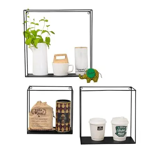 Produktbild: Hawthyhome Wandregal Metall Set 3-Teiliges Schweberegal Wandregal Schwarz für Wohnzimmer für Wohnzimmer, Bad, Küche, Arbeitszimmer und Schlafzimmer, Industrial Style Wanddekor Regale