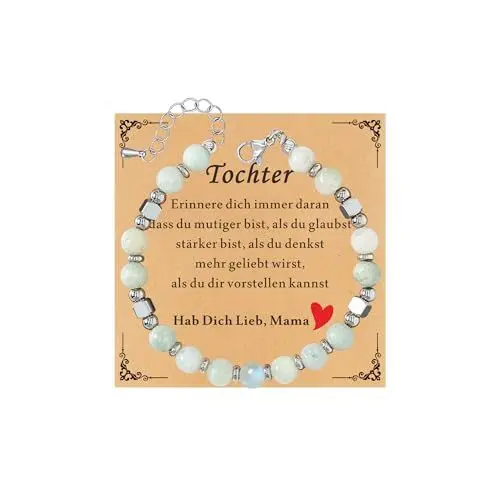 Produktbild: HAYOUWAY 6mm Edelstein Armband mit Mondstein Armband Damen Mädchen Amazonit Rosenquarz Perlenarmband Damen Armbänder Chakra Armband, Geschenke für Frauen Mädchen Freund Mutter Tochter Armband Geschenk