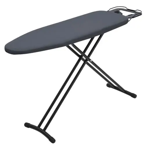 Produktbild: Hazeatte Klappbares Bügelbrett, 110x34cm, Metallnetz, Tischbügelbrett mit Verstellbarer Höhe, Bügeleisenablage, Antirutschfüße, Dunkelgrau