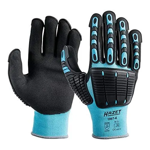 Produktbild: HAZET 1987-6 Mechaniker Handschuhe, Schutz durch TPR-Protektoren, Feinstrickgewebe, hohe Griffigkeit, lange Einsatzdauer, Größe L, geprüft gegen mechanische Risiken, Schnittschutz