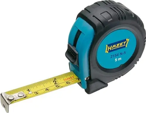 Produktbild: HAZET Maßband 2154N-5, 5 Meter, reduziertes Abknickverhalten und widerstandsfähige Beschichtung, automatisches Einziehen durch Qualitätsfeder und doppelte Bandmaß Beschriftung